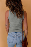 Cloud 9 : Solid Round Neck Ribbed Tank - Grey