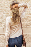 Basic Babe Cream Henley with Lace Cuff