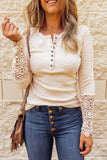 Basic Babe Cream Henley with Lace Cuff