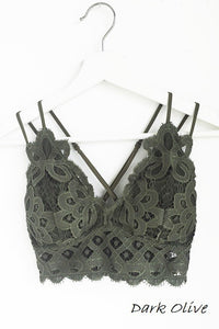 Lace Detail Bralette - Dark Olive +