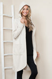 Comfy Cozy ; Cream Open Front Hooded Cardigan w/Pockets