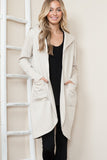 Comfy Cozy ; Cream Open Front Hooded Cardigan w/Pockets