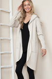 Comfy Cozy ; Cream Open Front Hooded Cardigan w/Pockets