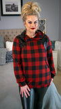 Back to Business Buffalo Plaid Hoodie w/Black Sequin Detail